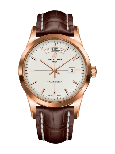 Transocean Day & Date Red Gold / Silver / Croco / Folding