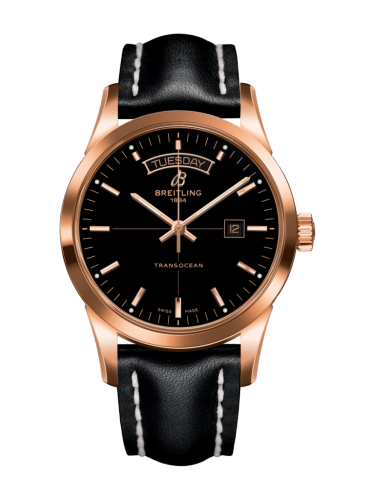 Transocean Day & Date Red Gold / Black / Calf / Pin