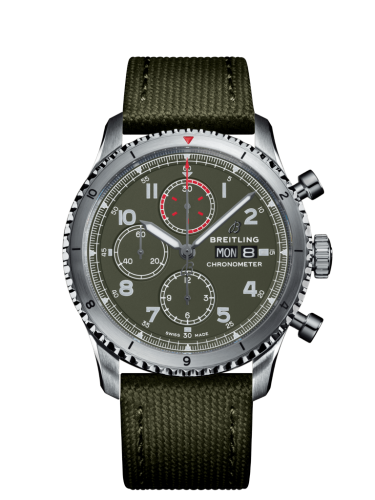 Aviator 8 Chronograph 43 Stainless Steel / Curtiss Warhawk / Canvas / Folding
