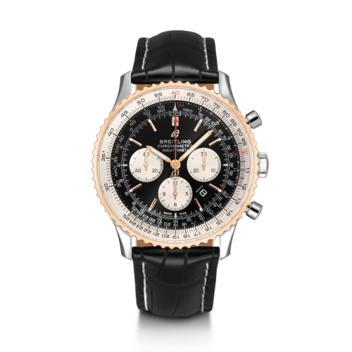 Navitimer 1 B01 Chronograph 46 Stainless Steel / Red Gold / Black / Croco / Folding