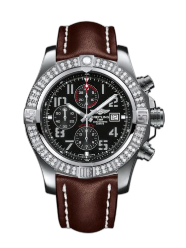 Super Avenger II Stainless Steel / Diamond / Volcano Black / Calf / Pin
