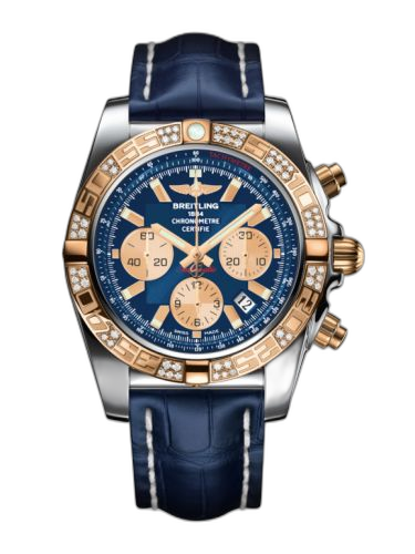 [CB0110AA.C790.731] Chronomat 44 Stainless Steel / Rose Gold / Diamond / Metallica Blue / Croco