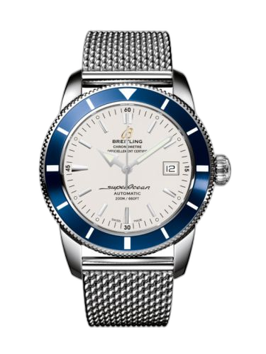 [A1732116|G717|154A] Superocean Heritage 42 Stainless Steel / Blue / Stratus Silver / Milanese