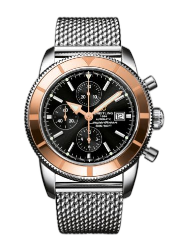 [U1332012.B908.152A] Superocean Heritage 46 Chronograph Stainless Steel / Red Gold / Black / Milanese