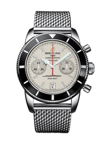 [A2337024.G753.154A] Superocean Heritage 44 Chronograph Stainless Steel / Black / Silver / Milanese