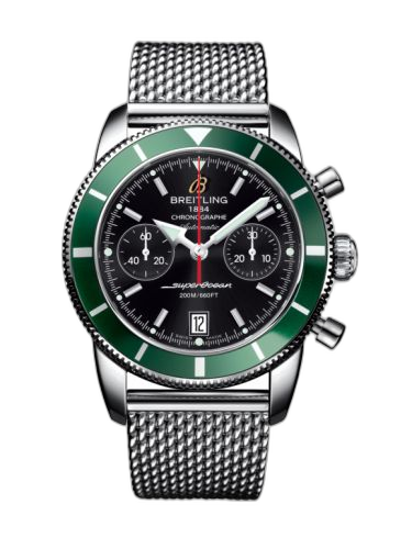 [A2337036.BB81.154A] Superocean Heritage 44 Chronograph Stainless Steel / Green / Black / Milanese