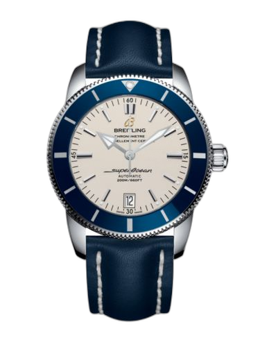 [AB201016/G827/105X/A20BA.1] Superocean Heritage II 42 Stainless Steel / Blue / Silver / Calf / Pin
