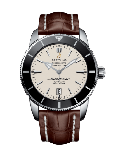 [AB202012/G828/756P/A20BA.1] Superocean Heritage II 46 Stainless Steel / Black / Silver / Croco / Pin