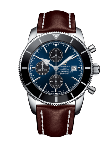 [A1331212/C968/444X/A20D.1] Superocean Heritage II 46 Chronograph Stainless Steel / Black / Blue / Calf / Folding