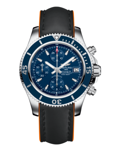 [A13311D1/C971/244X/A18BA.1] Superocean Chronograph 42 Stainless Steel / Blue / Rubber / Pin