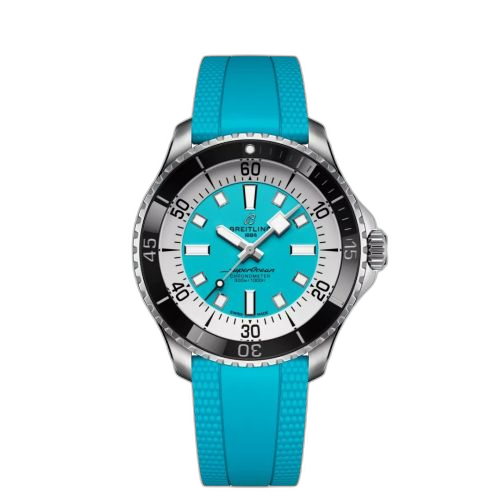 [A17376211L2S2] SuperOcean Automatic 44 Stainless Steel / Turquoise / Rubber