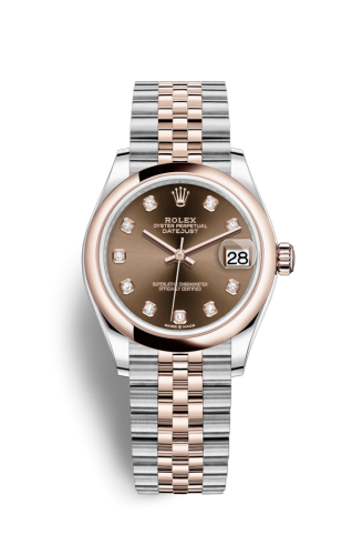 [278241-0028] Datejust 31 Stainless Steel/ Rose Gold / Domed / Chocolate - Diamond / Jubilee