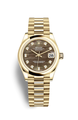 [278248-0038] Datejust 31 Yellow Gold / Domed / Black MOP / President