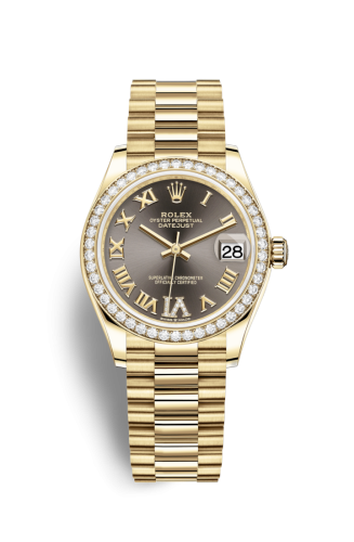[278288rbr-0026] Datejust 31 Yellow Gold / Diamond / Grey - Roman / President