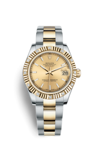 [178313-0017] Datejust 31 Rolesor Yellow Fluted Diamond / Oyster / Champagne