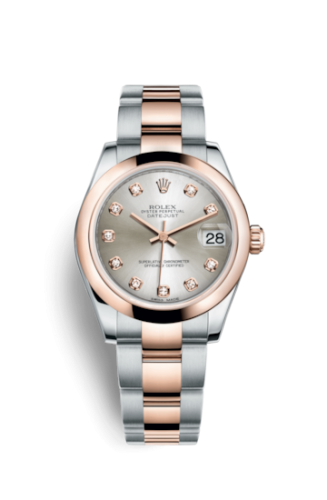 [178241-0029] Datejust 31 Rolesor Everose Domed / Oyster / Silver Diamond