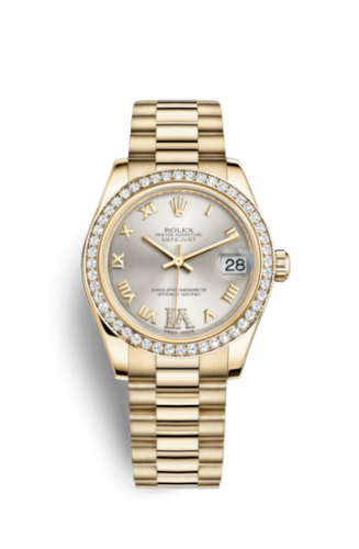 [178288-0056] Datejust 31 Yellow Gold Diamond / President / Silver Roman