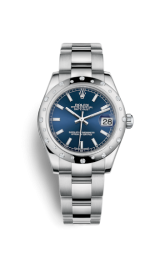 [178344-0054] Datejust 31 Stainless Steel Domed Diamond / Oyster / Blue