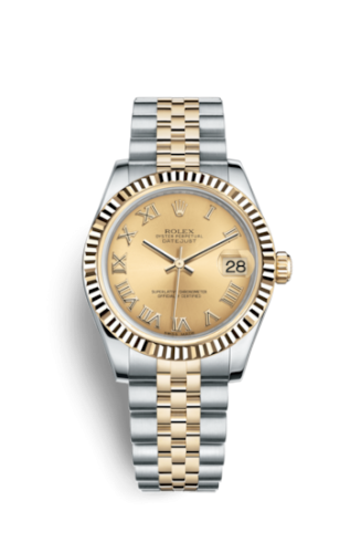 [178273-0087] Datejust 31 Rolesor Yellow Fluted / Jubilee / Champagne Roman