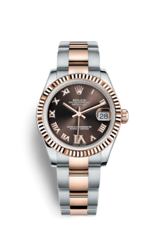 [178271-0075] Datejust 31 Rolesor Everose Fluted / Oyster / Chocolate Roman
