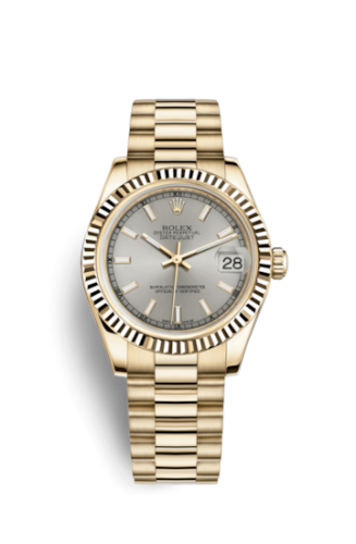 [178278-0028] Datejust 31 Yellow Gold Fluted / President / Silver