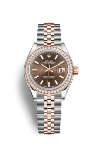 [279381rbr-0017] Lady-Datejust 28 Rolesor Rose Diamond / Jubilee / Chocolate