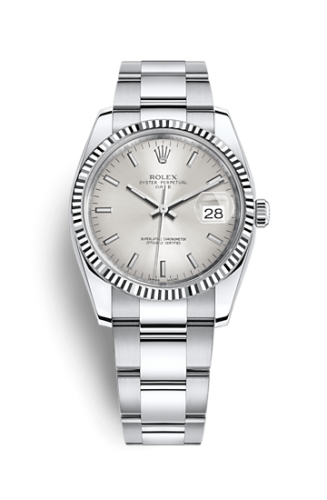 [115234-0005] Oyster Perpetual Date 34 Stainless Steel Fluted / Oyster / Silver