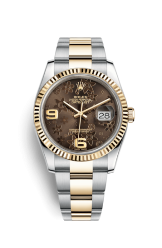 [116233-0184] Datejust 36 Rolesor Yellow Fluted / Oyster / Bronze Floral
