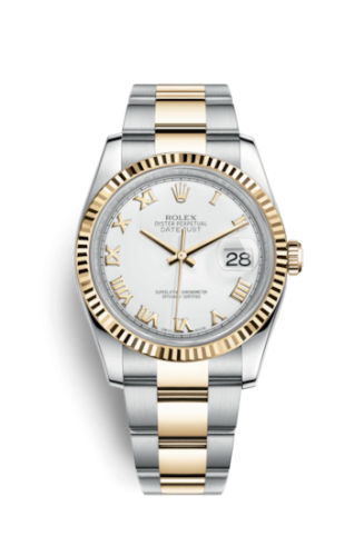 [116233-0178] Datejust 36 Rolesor Yellow Fluted / Oyster / White Roman