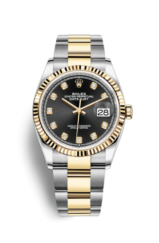 [126233-0022] Datejust 36 Stainless Steel / Yellow Gold / Fluted / Black Diamond / Oyster
