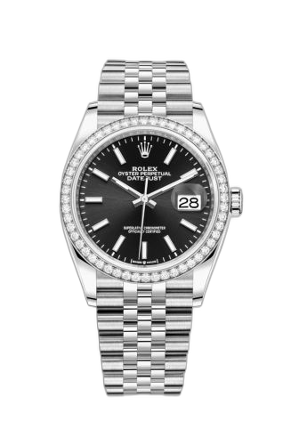 [126284RBR-0007] Datejust 36 Stainless Steel / Diamond / Black / Jubilee