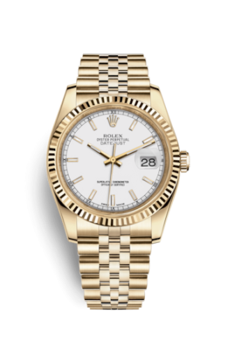 [116238-0072] Datejust 36 Yellow Gold Fluted / Jubilee / White
