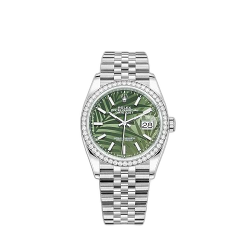 [126284RBR-0039] Datejust 36 Stainless Steel / Diamond / Green - Palm / Jubilee