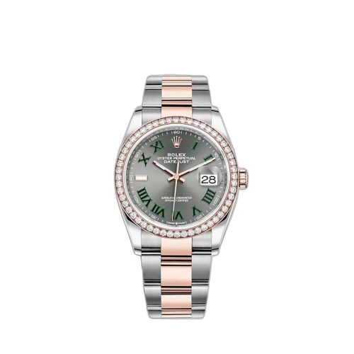 [126281RBR-0018] Datejust 36 Stainless Steel / Everose / Diamond / Slate - Roman / Oyster