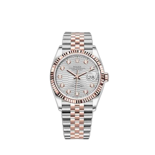 [126231-0039] Datejust 36 Stainless Steel / Everose / Fluted / Silver - Fluted - Diamond / Jubilee