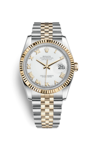 [116233-0149] Datejust 36 Rolesor Yellow Fluted / Jubilee / White Roman