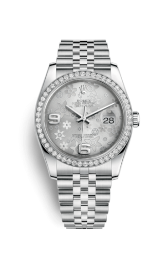 [116244-0002] Datejust 36 Stainless Steel Diamond / Jubilee / Silver Floral