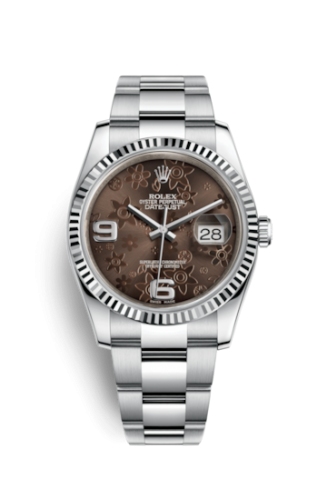 [116234-0145] Datejust 36 Stainless Steel Fluted / Oyster / Chocolate Floral