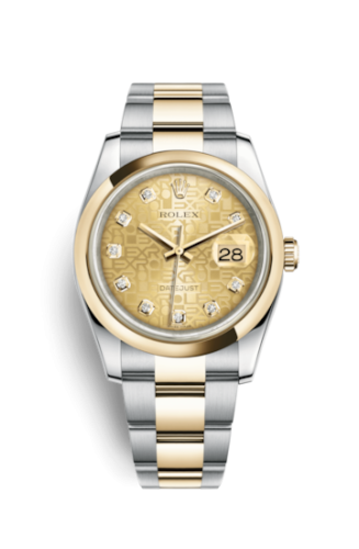 [116203-0129] Datejust 36 Rolesor Yellow Domed / Oyster / Champagne Computer