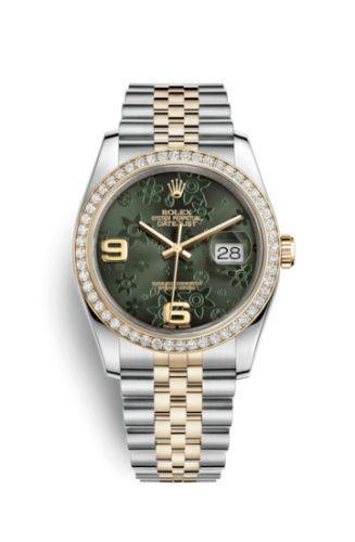 [116243-0009] Datejust 36 Rolesor Yellow Diamond / Jubilee / Green Floral
