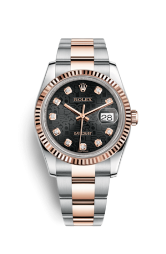 [116231-0064] Datejust 36 Rolesor Everose Fluted / Oyster / Black Computer