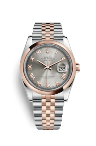 [116201-0071] Datejust 36 Rolesor Everose Domed / Oyster / Steel Roman