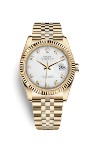 [116238-0068] Datejust 36 Yellow Gold Fluted / Jubilee / White Diamonds