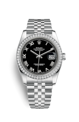 [116244-0045] Datejust 36 Stainless Steel Diamond / Jubilee / Black Roman
