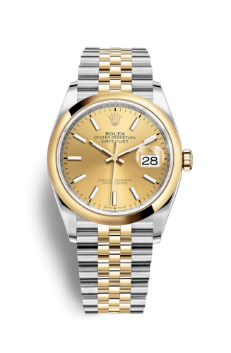 [126203-0015] Datejust 36 Stainless Steel / Yellow Gold / Smooth / Champagne / Jubilee