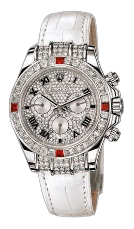 [1165994ru-0002] Daytona White Gold Diamond Ruby Strap