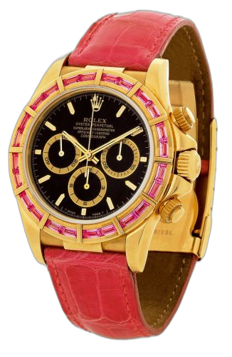 [16588safu-0001] Daytona Zenith Yellow Gold Pink Sapphire Black