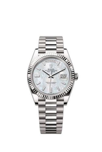 [228239-0078 (aka: m228239-0078)] Day-Date 40 White Gold / MOP - Baguette