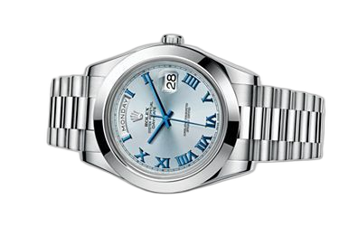 [218206-0043] Day-Date II Platinum Ice Blue Roman