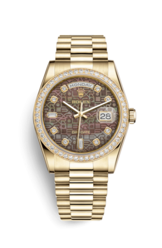 [118348-0026] Day-Date 36 Yellow Gold Diamonds / President / Black MOP Computer